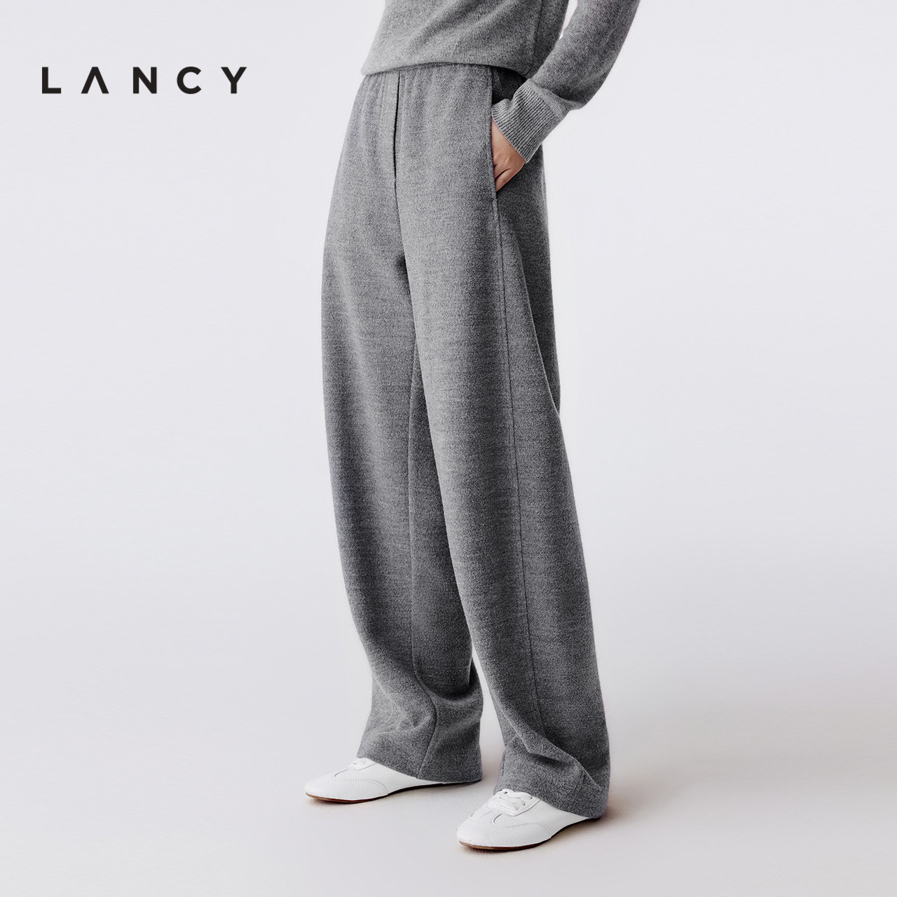 LANCY/朗姿2025冬新款简约羊毛阔腿高腰直筒休闲西装裤百搭长裤女,淘宝优惠券,粉丝福利购,淘宝优惠卷