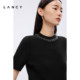 Langzi 2025 spring new style French style short-sleeved sweater bright diamond black round neck T-shirt top for women