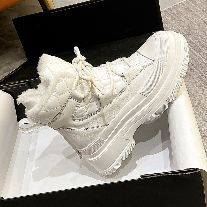 厚底2022年冬季高帮休闲加绒短靴 珂简妮时尚雪地靴