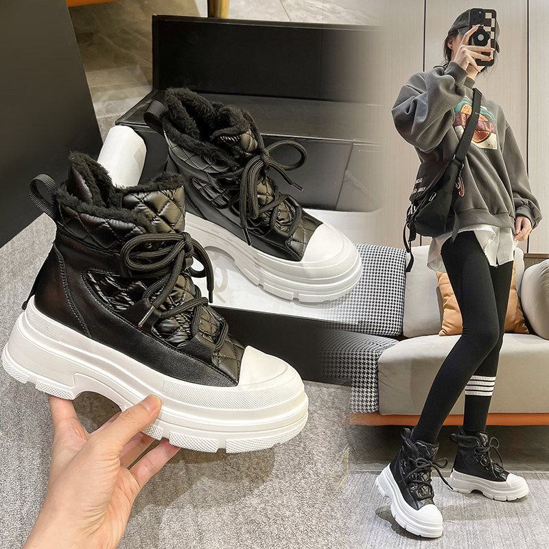 厚底2022年冬季高帮休闲加绒短靴 珂简妮时尚雪地靴
