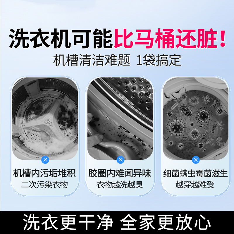 洗衣机爆氧粉清洗剂清洁除菌除螨家用滚筒波轮全自动杀菌消毒除垢 - 图0