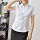 Slim fit workwear short-sleeved cotton striped white shirt
