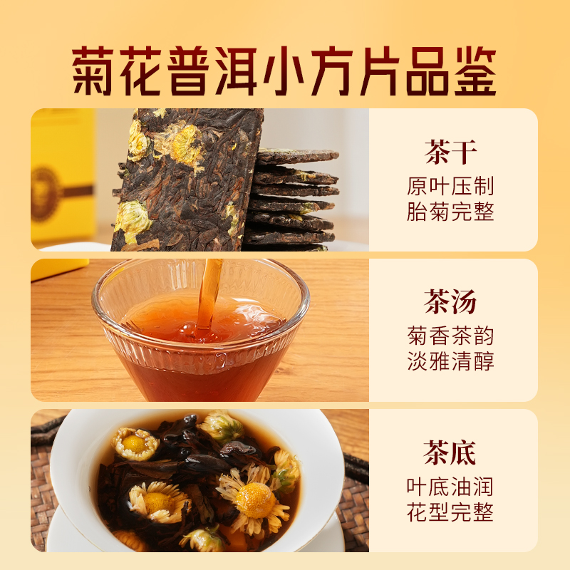 勐昌号普洱茶新会陈皮普洱菊花普洱组合装熟茶便携小方片自饮350g