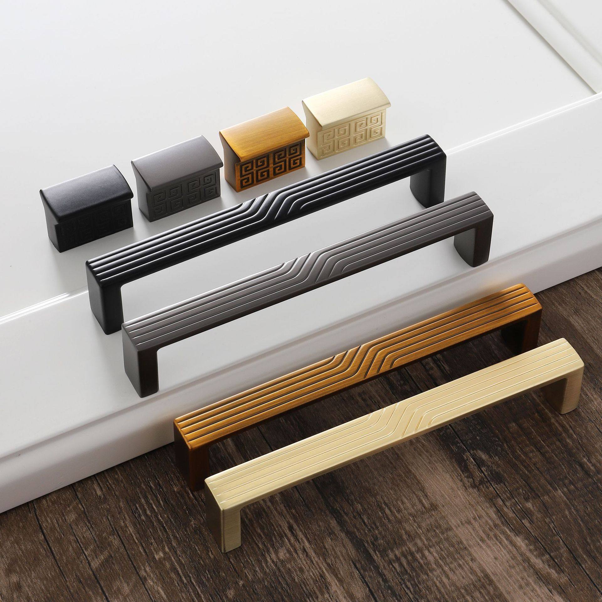 中式拉手柜门新中式抽屉橱柜子衣柜简约轻奢高档家具锌合金门把手