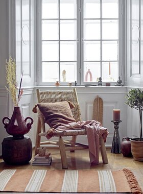 FQR LIVING丹麦Bloomingville手工制作陶器棕色个性塔伦装饰花瓶