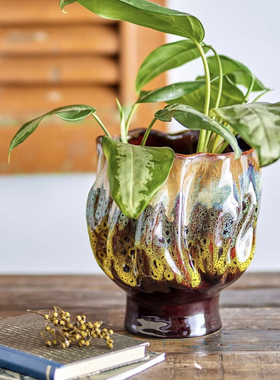 FQR LIVING丹麦Bloomingville手工制作陶器精美流釉设计独特花瓶