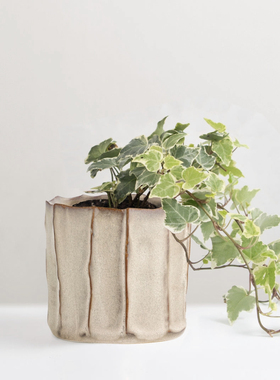 FQRLIVING Bloomingville Annali手工制作自然陶器浅色花瓣花盆