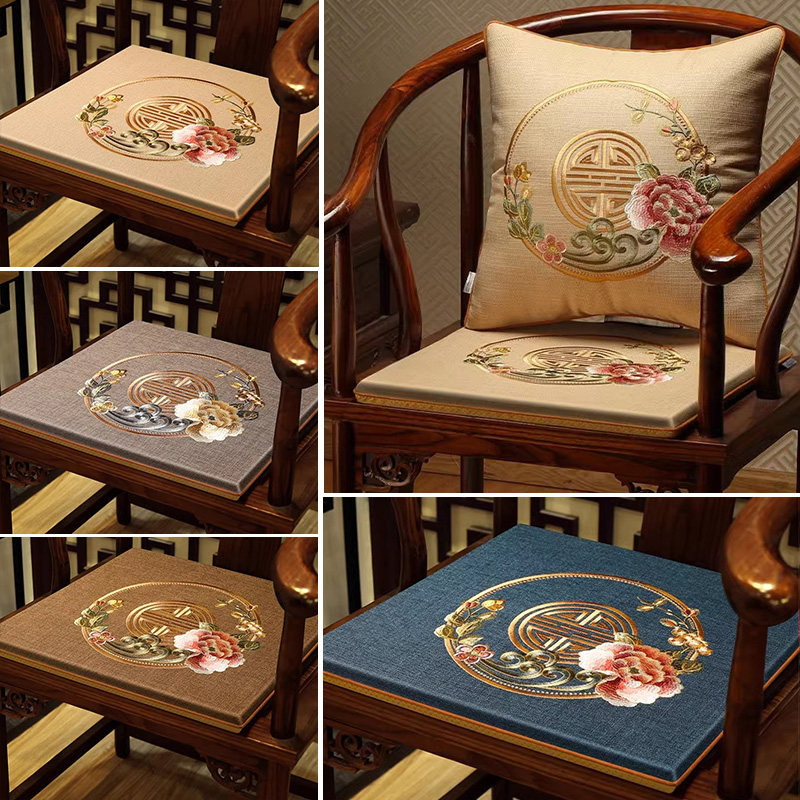 红木沙发坐垫新中式棉麻刺绣太师圈椅实木椅座垫餐桌茶椅垫子定制,淘宝优惠券,粉丝福利购,淘宝优惠卷