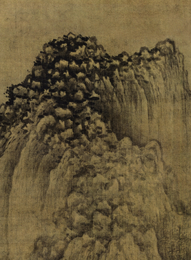 五代巨然溪山兰若图古代山水国画真迹书画高清微喷古复制装饰画