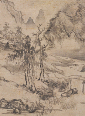 名画复制品方从义溪桥幽兴写意水墨山水画国画艺术微喷临摹装饰画