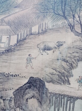 恽寿平国画湖山春暖图复古书画山水长卷真迹微喷仿古装裱手卷装饰