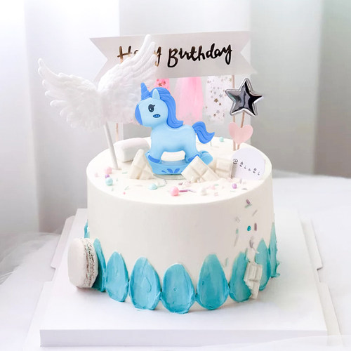 摇摇马蛋糕装饰摆件独角兽粉色小木马网红女孩儿童生日烘焙插件 - 图2