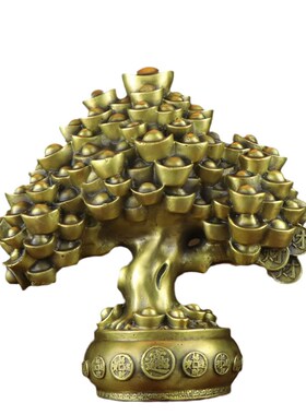 速发杨铜记 进发财树 铜宝摆件工艺品家居办公室摆件 摇钱树