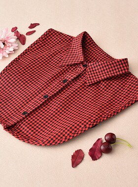 速发女士棉假领子女百搭格子假领多功能秋冬毛衣假衣领假两件装饰