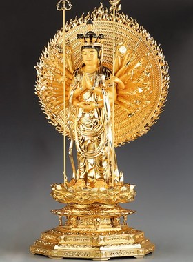 速发纯铜鎏金米厘眼千8千手观音佛像供奉家用千手观世音菩萨摆件