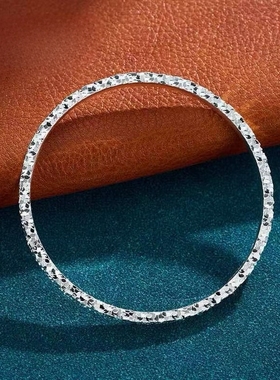 林钰银饰足银999碎碎冰手镯女纯银小众轻奢高级感实心圈口镯子