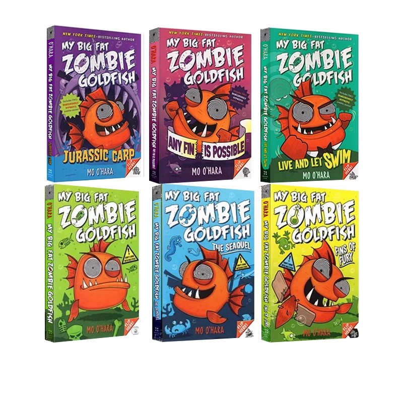 英文原版 My Big Fat Zombie Goldfish 6册 儿童惊险幽默桥梁章节书 中小学英语课外读物 Mo O
