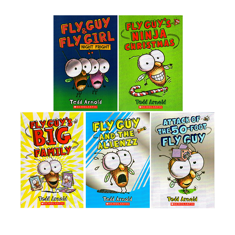 Fly Guy And Buzz 苍蝇小子分级读物16-20 5册合售 全彩英语初级章节桥梁书 儿童趣味读物 中小学生阅读 Tedd Arnold 英文原版绘本 - 图3