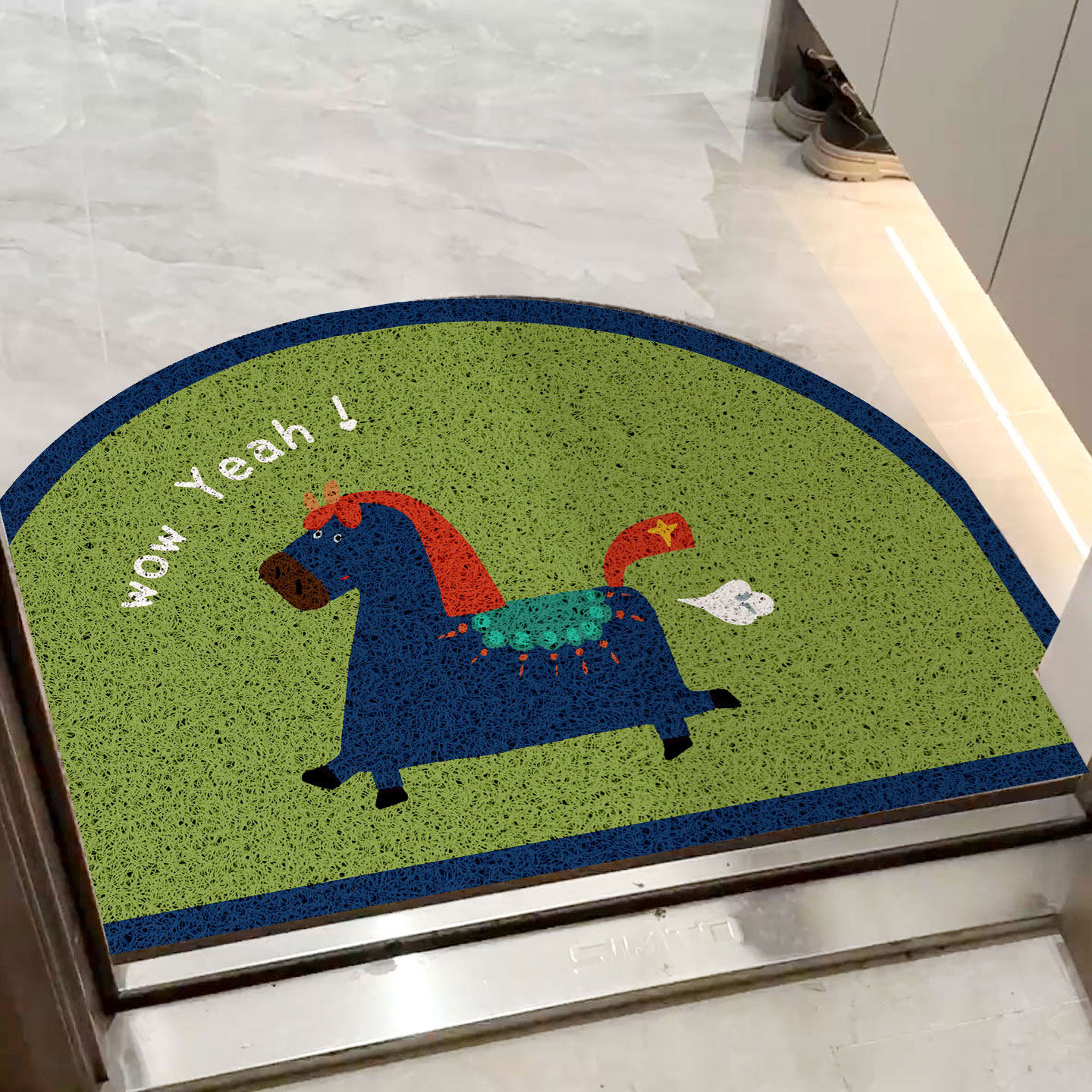 鹿小调原创马年入户门丝圈地垫半圆进门垫可爱耐磨防滑脚垫可定制,淘宝优惠券,粉丝福利购,淘宝优惠卷