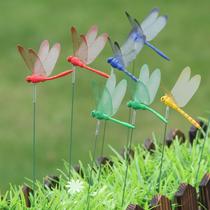 10Pcs Artificial Simulation Dragonfly Stakes Outdoor Garden