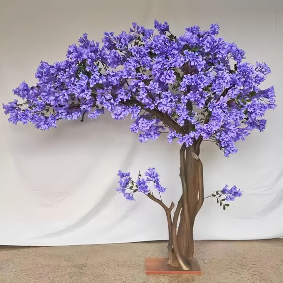 Simulated jacaranda tree, large fake cherry blossom tree, purple floor-to-ceiling indoor and outdoor wedding scenic spot decoration, fake peach blossom landscaping