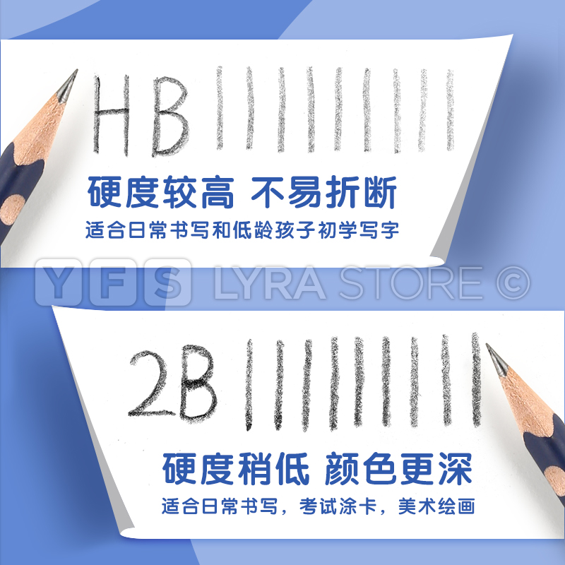 LYRA艺雅德国天琴洞洞铅笔HB矫正握姿小学生专用一年级三角形笔杆2B无铅无毒2b2H无铅毒幼儿园初学者用洞洞笔 - 图2