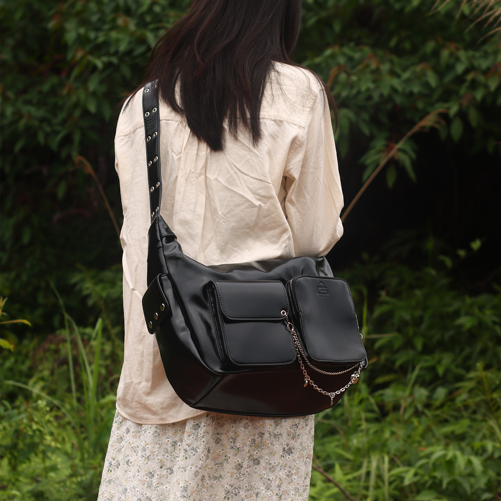 NOCEL原创设计美式机车包潮流复古托特包大容量单肩包通勤斜挎包 - 图2