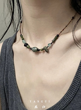 YANGUI转运珠复古手工锁骨项链女