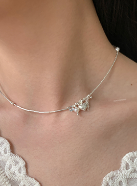 燕归爱心海蓝宝宝纯银百搭项链女