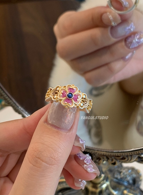 燕归云边月国风宫廷足银百搭戒指