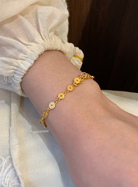 燕归寻遗国风纯银925镀18k金手链