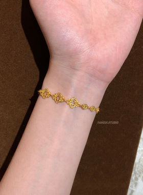 燕归金蕾丝国风纯银百搭手链女