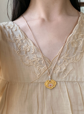 燕归醒荷国风新中式足银荷花项链