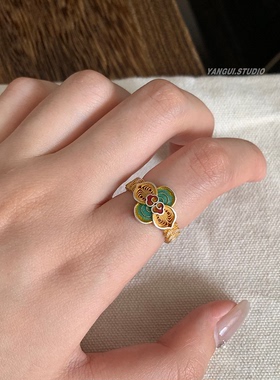 燕归钟粹宫国风新中式珐琅彩戒指