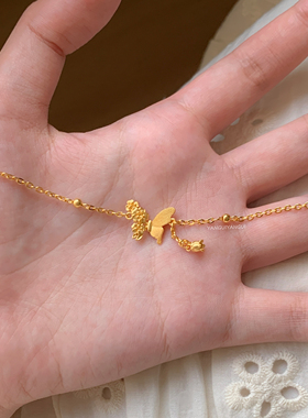 燕归蝶物语镀金足银百搭手链女