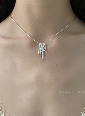 原创疏影梅花流苏纯银项链