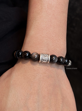 燕归原创书川银耀石纯银情侣手链