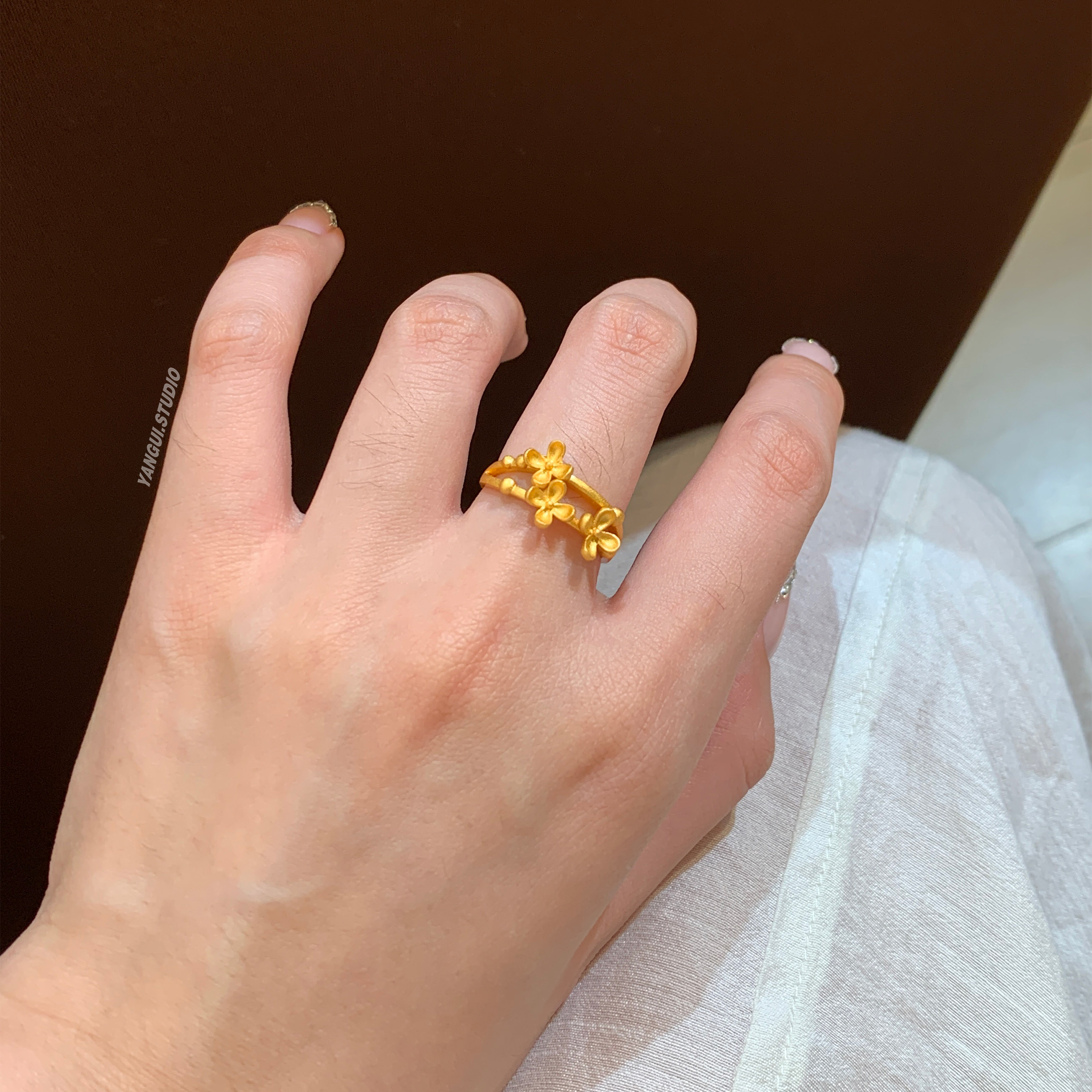 Yan Gui Ye Jing Osmanthus Chinese Style Silver Ring for Women