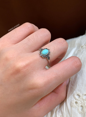 燕归青松翠新中式纯银s925戒指女