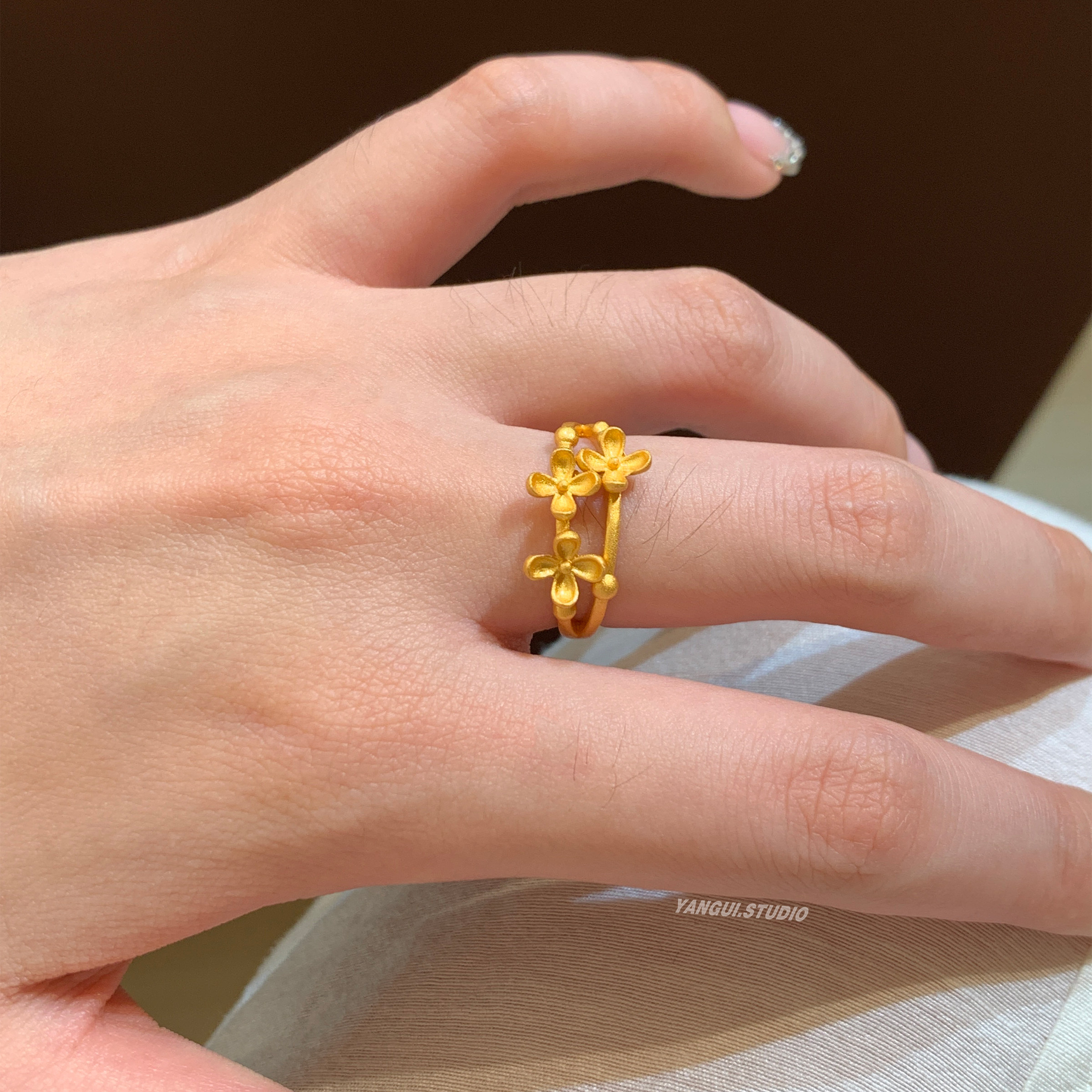 Yan Gui Ye Jing Osmanthus Chinese Style Silver Ring for Women