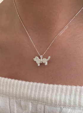 燕归原创弹簧小狗纯银圣诞节项链