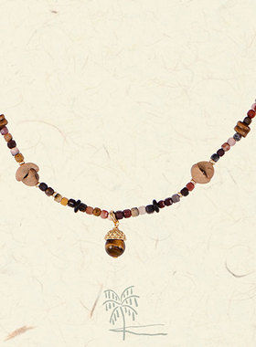 waki 拉奈岛 早秋大地色系长短款串珠项链百搭