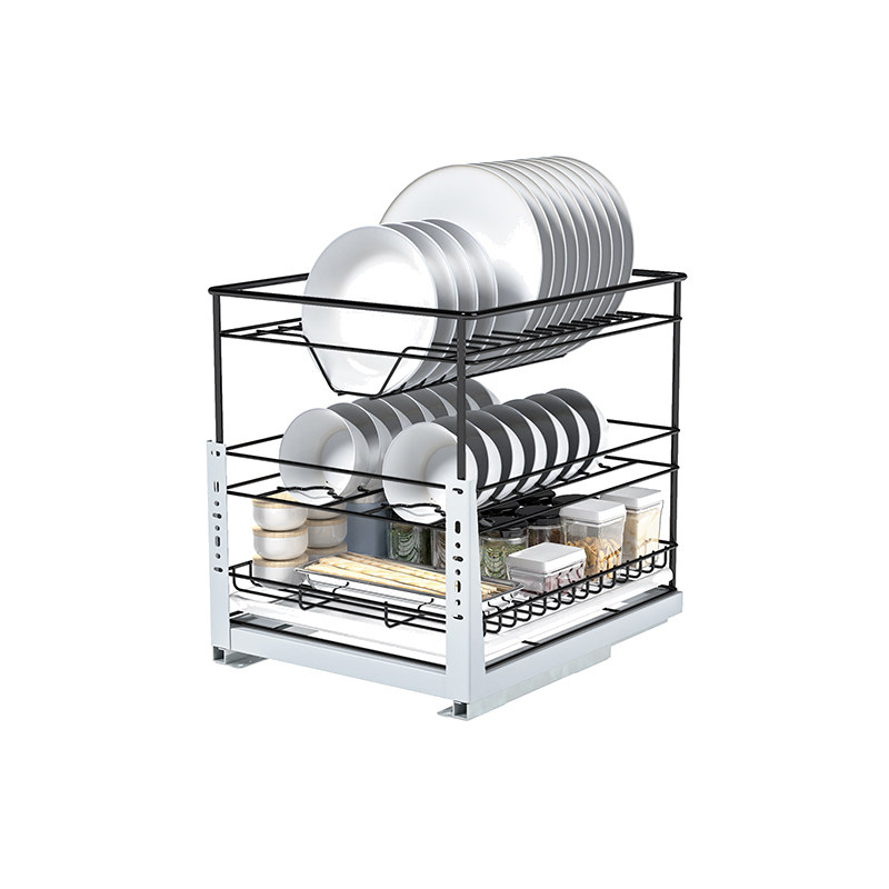 万克龙厨房橱柜碗碟拉篮阻尼小拉篮304不锈钢双层立式碗碟篮浅柜,淘宝优惠券,粉丝福利购,淘宝优惠卷