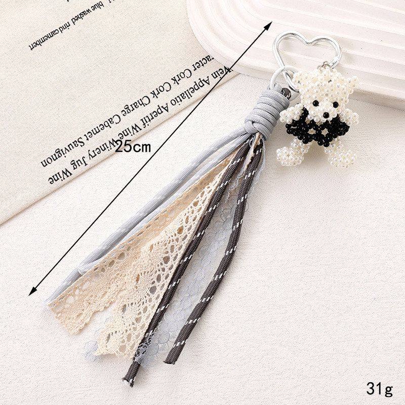 日韩miu系花边蕾丝编织绳包包挂件纯手工编织珍珠小熊手机挂件女,淘宝优惠券,粉丝福利购,淘宝优惠卷