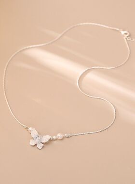 仙女风水晶蝴蝶碎银子吊坠项链