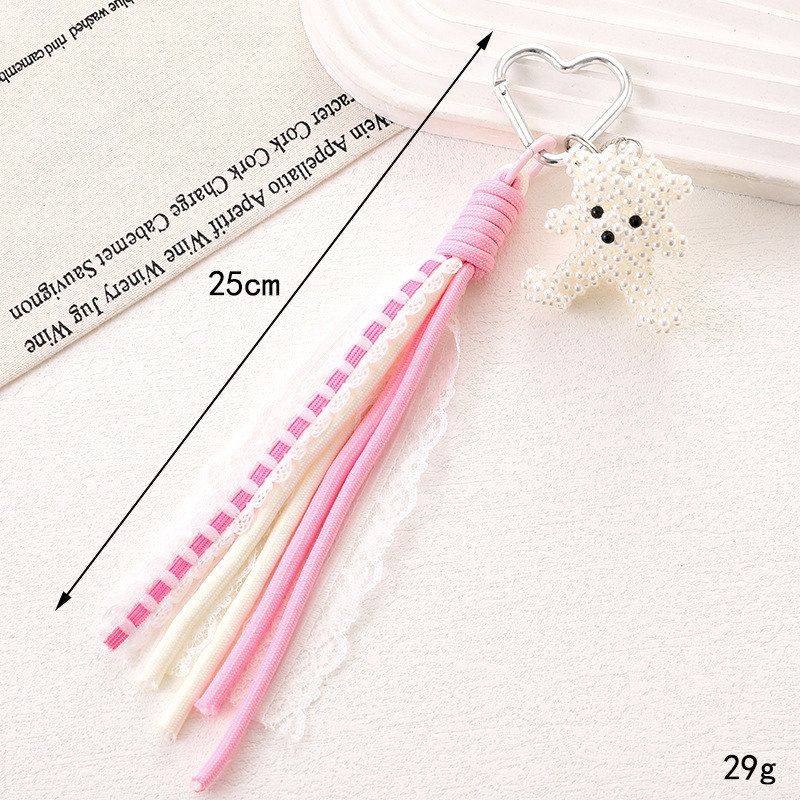 日韩miu系花边蕾丝编织绳包包挂件纯手工编织珍珠小熊手机挂件女,淘宝优惠券,粉丝福利购,淘宝优惠卷