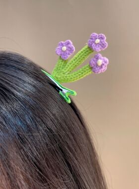 甜美立体毛线花朵发夹