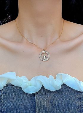 欧美跨境铜镶锆镀真金项链个性