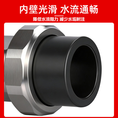 金角金牛不锈钢PE内外丝活接内牙活接PE水管接头配件PE接头 20-63 - 图1