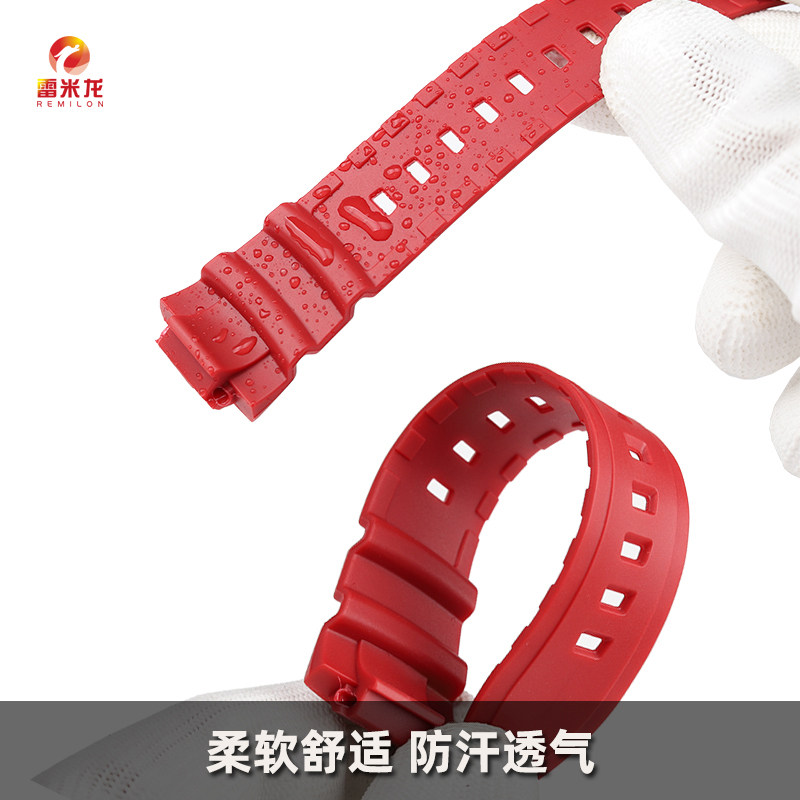 雷米龙适配卡西欧硅胶表带MCW 100H 110H W-S220手表带黑色树脂硅胶手表AE2000男表带配件 - 图1